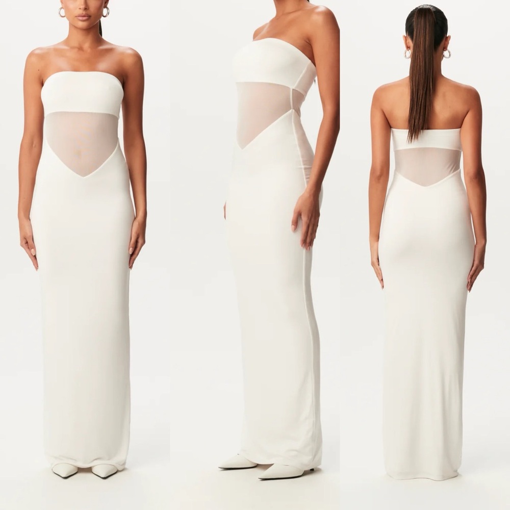 Naked wardrobe smooth maxi mesh tube dress small